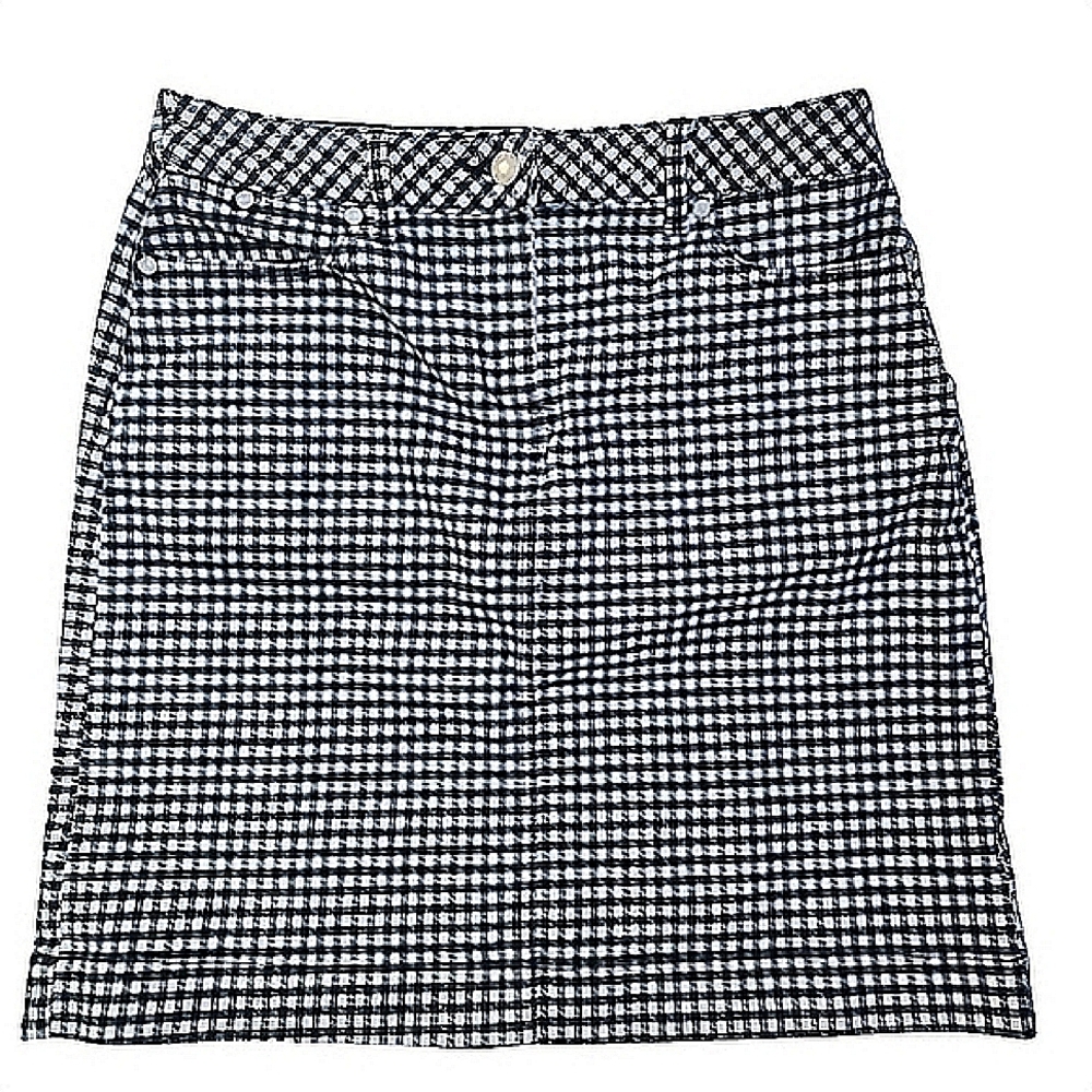 Womens 4P Talbots Black & White Retro Gingham Academia Soft Girl Check Skirt